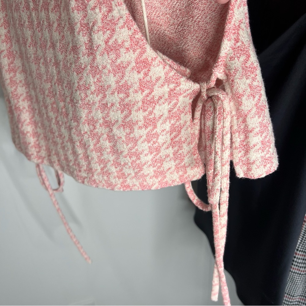 NWT Zara Houndstooth Retro Knit Halter Crop Top With Bralette Attached - Picture 10 of 13